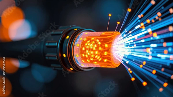 Obraz Glowing Fiber Optic Cable: High-Speed Data Transmission and Network Communication