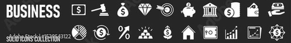 Fototapeta Business  solid icon set. Contain human resources, money movement, development, business process, growth and more. Vector illustration