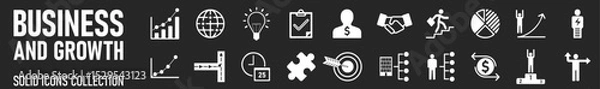 Fototapeta Business  solid icon set. Contain human resources, money movement, development, business process, growth and more. Vector illustration