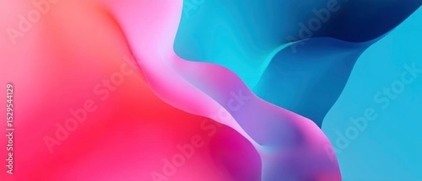 Fototapeta Vivid abstract background with smooth flowing gradients in coral pink and electric blue, soft lighting