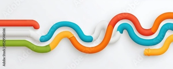 Fototapeta Marketing metrics engagement optimization concept. Colorful abstract design featuring curved tubes in various shades.