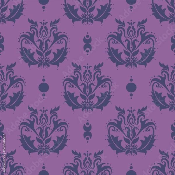 Obraz Elegant damask floral seamless pattern. Abstract botanical vector illustration for fabric, textile, wallpaper.