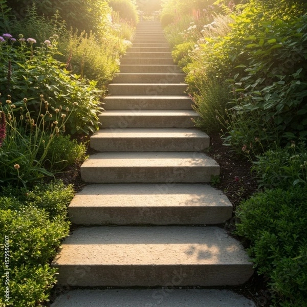 Obraz Stone Steps Leading Upward Through a Sunlit Garden