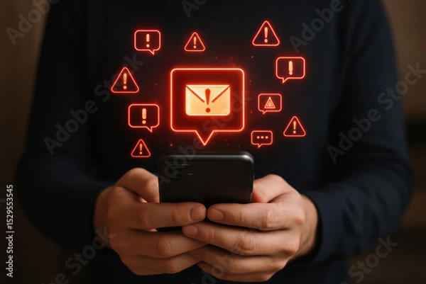 Obraz Communication challenges arise when digital alerts overwhelm attention signaling urgent messages that demand immediate focus