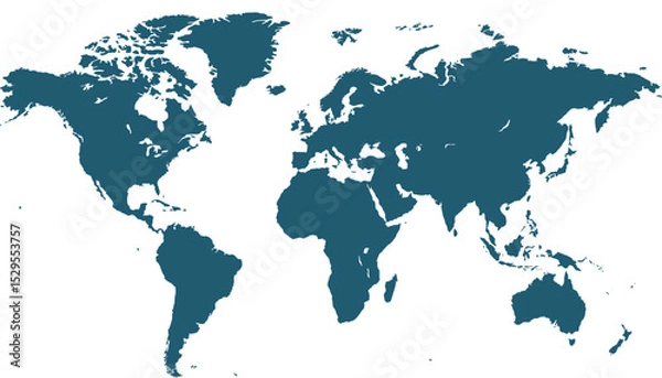 Obraz World map. Blue modern vector map. Silhouette map