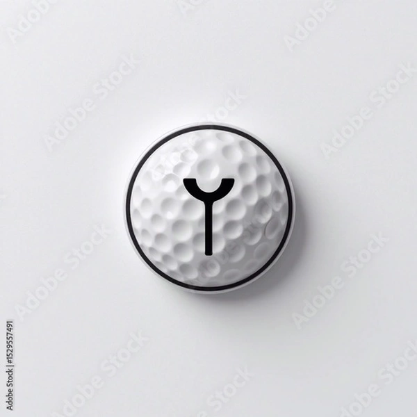 Obraz A golf ball marker, simple design, on a white background, minimalist, clean lines, high resolution, photorealistic.