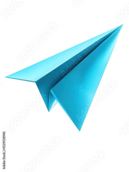 Obraz Bright Blue Paper Airplane on a Black Background for Creative Projects