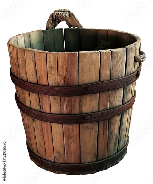 Obraz Large wooden bucket , isolated on transparent background, png