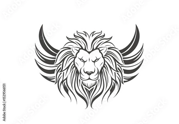 Fototapeta Elegant Lion Logo with Flowing Mane in Vector Style