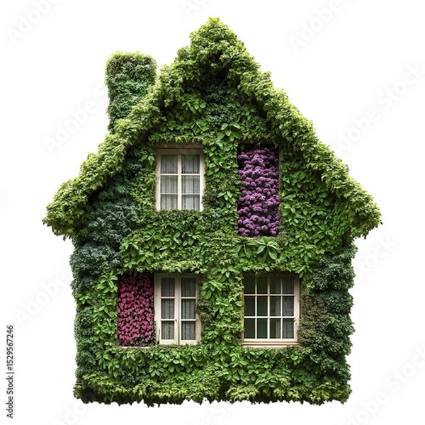 Obraz House shaped graphics made from plants , isolated on transparent background, png