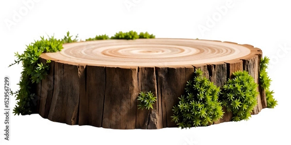 Obraz Stump with moss and vegetation , isolated on transparent background, png
