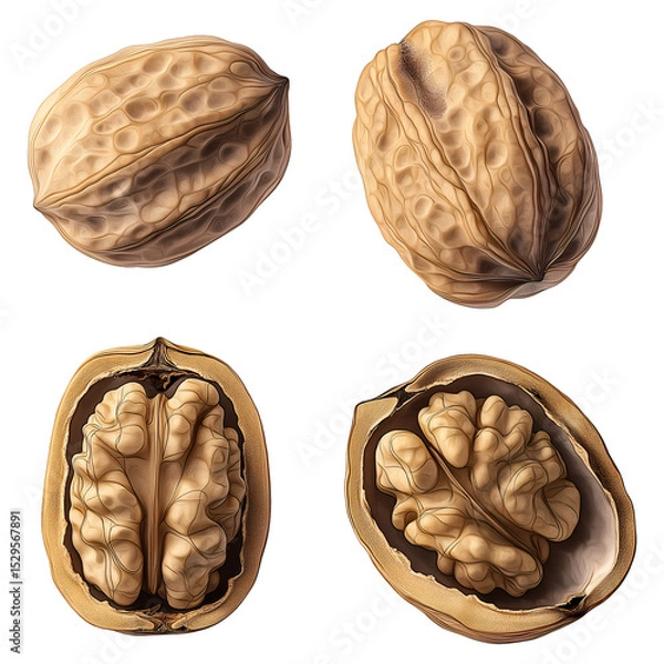 Obraz Walnuts , isolated on transparent background, png