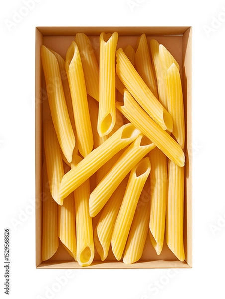 Obraz Flat-lay view of raw penne rigate pasta , isolated on transparent background, png