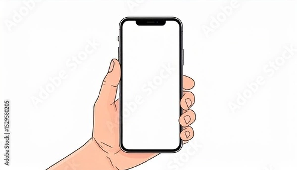 Obraz Hand Holding Smartphone With Blank Screen Illustration