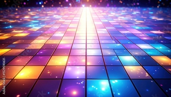 Obraz Glowing tiled floor fades into bright light at horizon