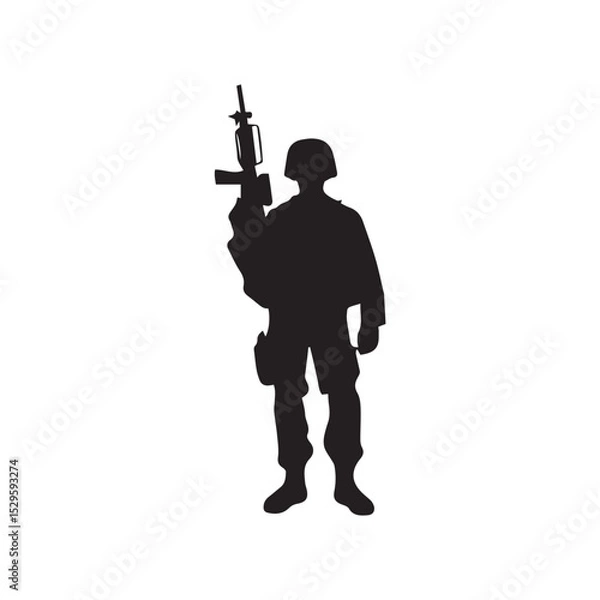 Fototapeta vector illustration of a soldier with rifle in hands