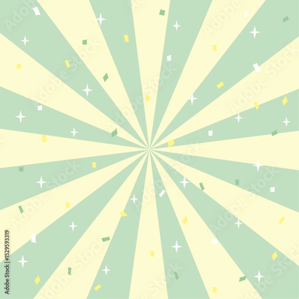 Fototapeta 紙吹雪集中線の正方形背景イラスト（グリーン）