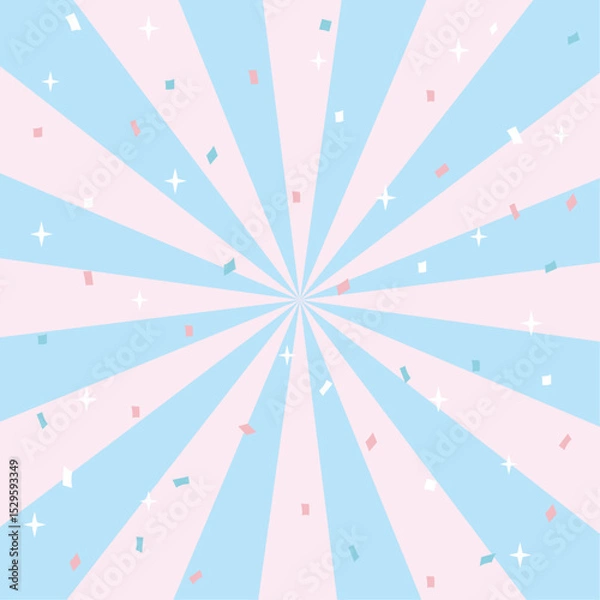 Fototapeta 紙吹雪集中線の正方形背景イラスト（ピンクと水色）