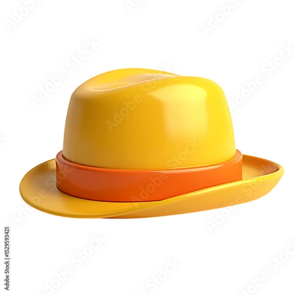 Fototapeta A yellow hat with an orange band isolated  isolated on transparent background