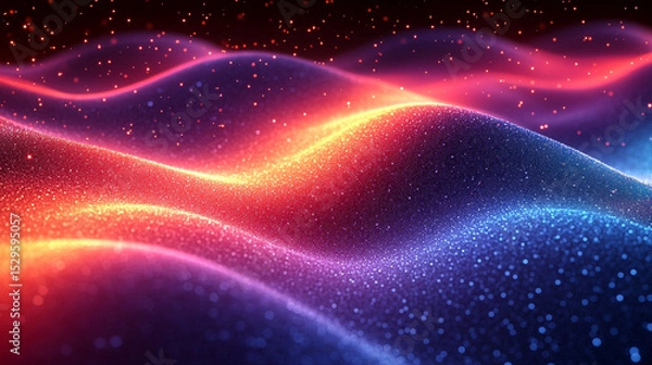 Fototapeta Abstract vibrant glowing wavy particles