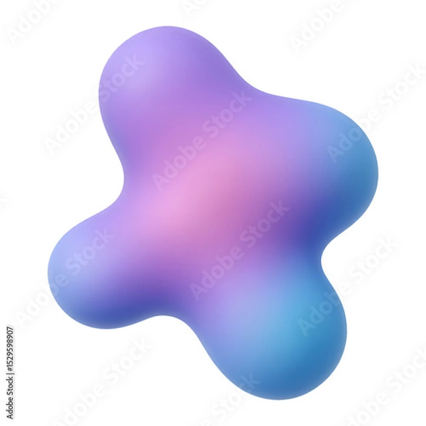 Fototapeta purple blue abstract shape 3d render icon isolated on transparent background cutout