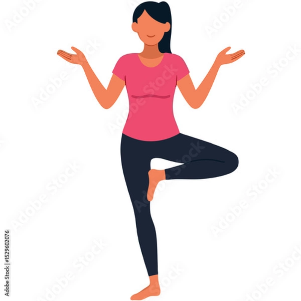 Fototapeta Woman in Tree Pose Demonstrating Balance and Mindfulness