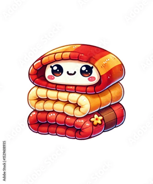 Obraz Cartoon vector illustration of a fun mobile phone in the shape of a heart with a smiling face and teeth