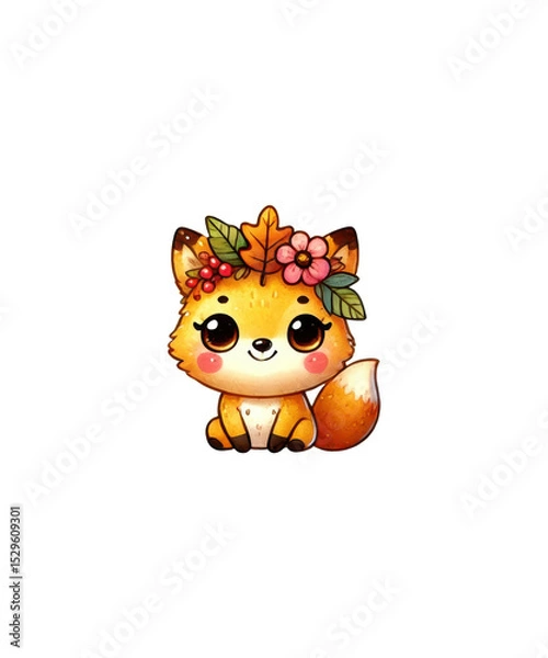 Obraz Happy, cute, and fun cartoon animal illustrations with a lovable baby tiger character