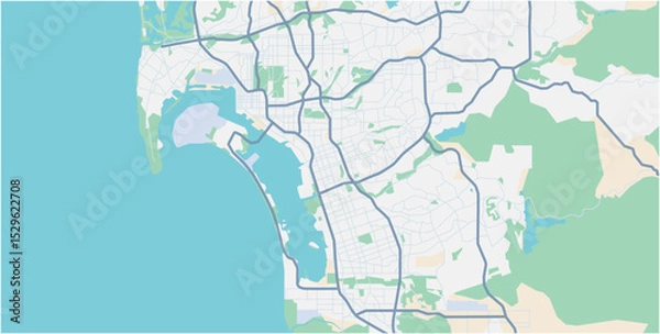 Obraz Layered editable vector illustration outline Map of San Diego,USA