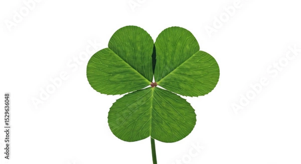 Fototapeta Close up shot of a three leaf clover with a black background showing the details of the leaf veins