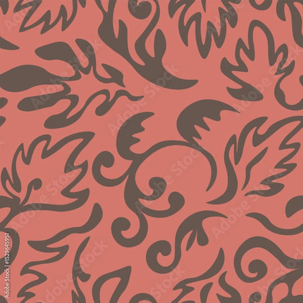 Fototapeta Seamless blooming floral pattern based on hand drawn art ornaments. Colorful flowers on color background. Vector illustration. Simple minimalistic pattern for fabric, textile.