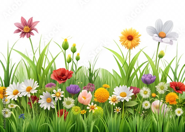 Obraz spring flowers and grass