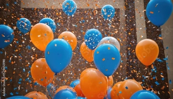 Fototapeta Balloons and happy new year concept party celebration background
4