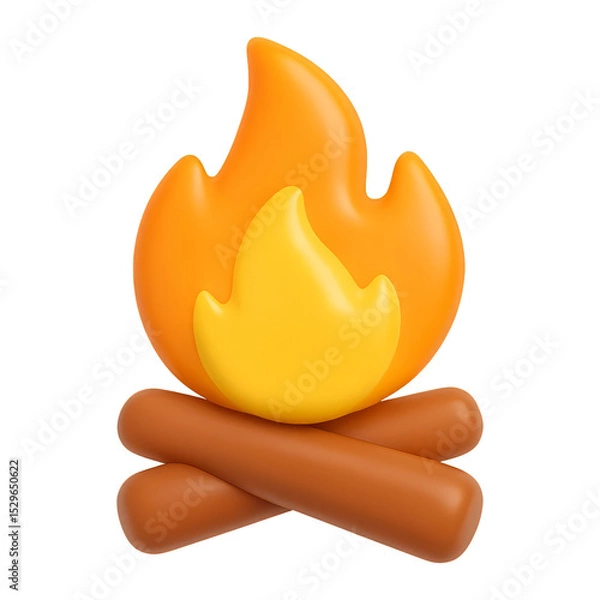 Fototapeta campfire flame 3d render icon isolated on transparent background cutout