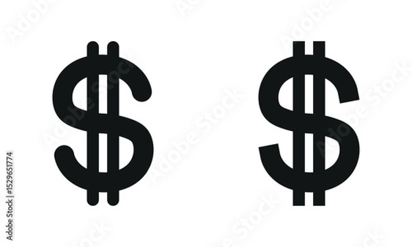 Fototapeta US dollar currency icon vector design set isolated on white background.