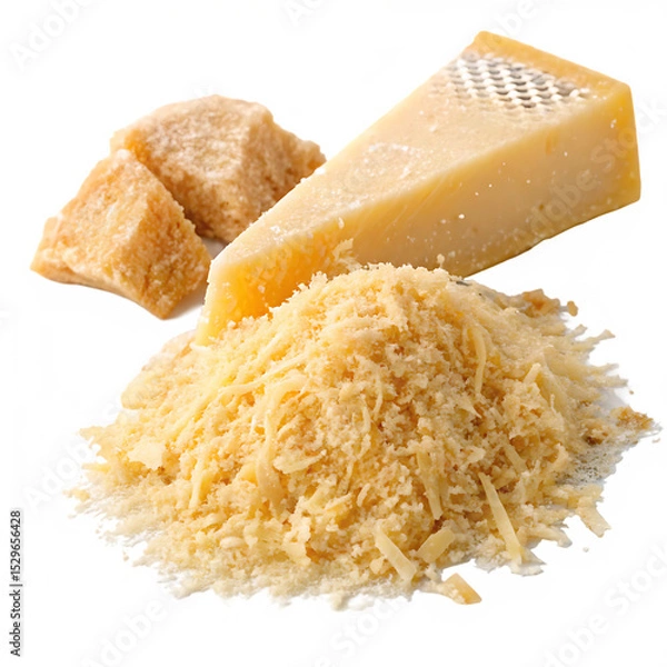 Fototapeta Grated parmesan cheese isolated on a transparent background