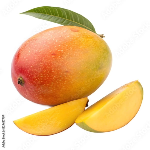 Fototapeta A Kent mango isolated on a transparent background