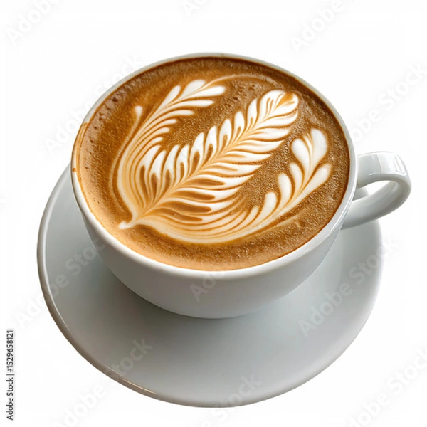 Fototapeta A latte art coffee isolated on a transparent background