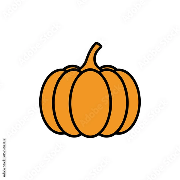 Fototapeta Bright pumpkin icon for autumn decoration and Halloween themes in a simple design