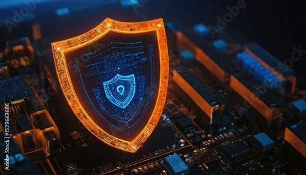 Fototapeta Smart microchip background on a motherboard closeup technology
5