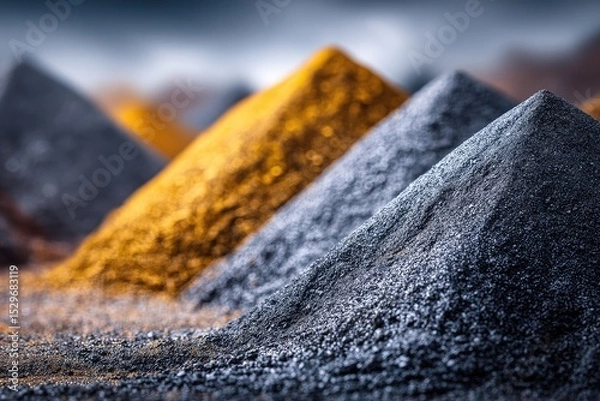 Fototapeta Close-up of piles of different colored minerals.