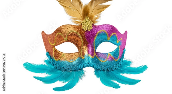 Fototapeta Sparkling masquerade mask against darkness