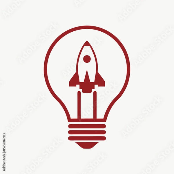 Obraz Clean Flat Rocket Bulb Icon Design logo vector.