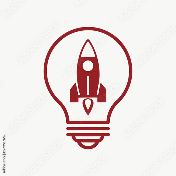 Obraz Rocket in Lightbulb Logo Vector Design.