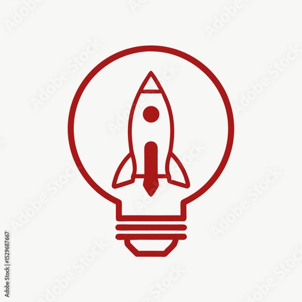 Obraz Rocket in Lightbulb Logo Vector Design.