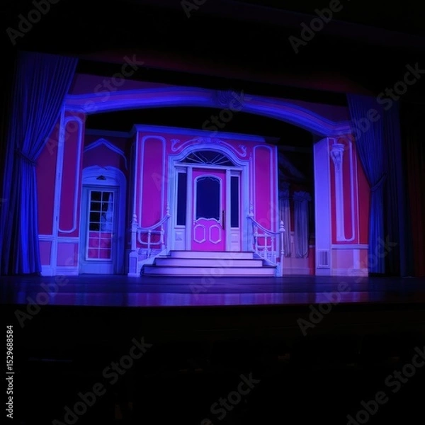 Fototapeta Vibrant Theatre Stage with Colorful Backdrop and Elegant Design