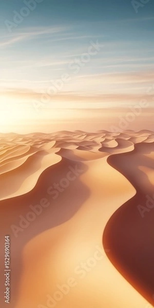 Fototapeta Serene Sunset Over Wavy Beige Sand Dunes A Calm and Decorative Abstraction for Interior Design