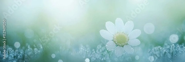Fototapeta Tranquil Pastel Serenity Captivating Bloom with Delicate Water Droplets in Morning Light