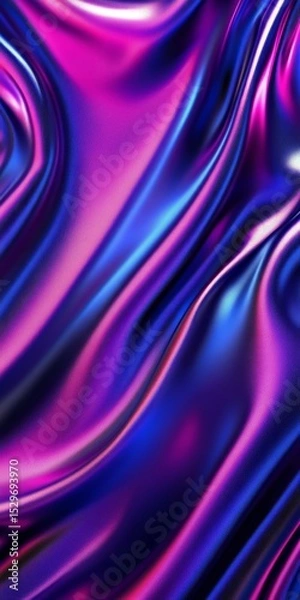 Fototapeta Abstract Gradient Fabric Waves in Dynamic Colorful Satin Textile Flow with Blue and Purple Overflows