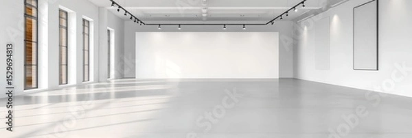 Fototapeta Modern Interior Architecture with Windows and Minimalist Gallery Exhibition Space Design